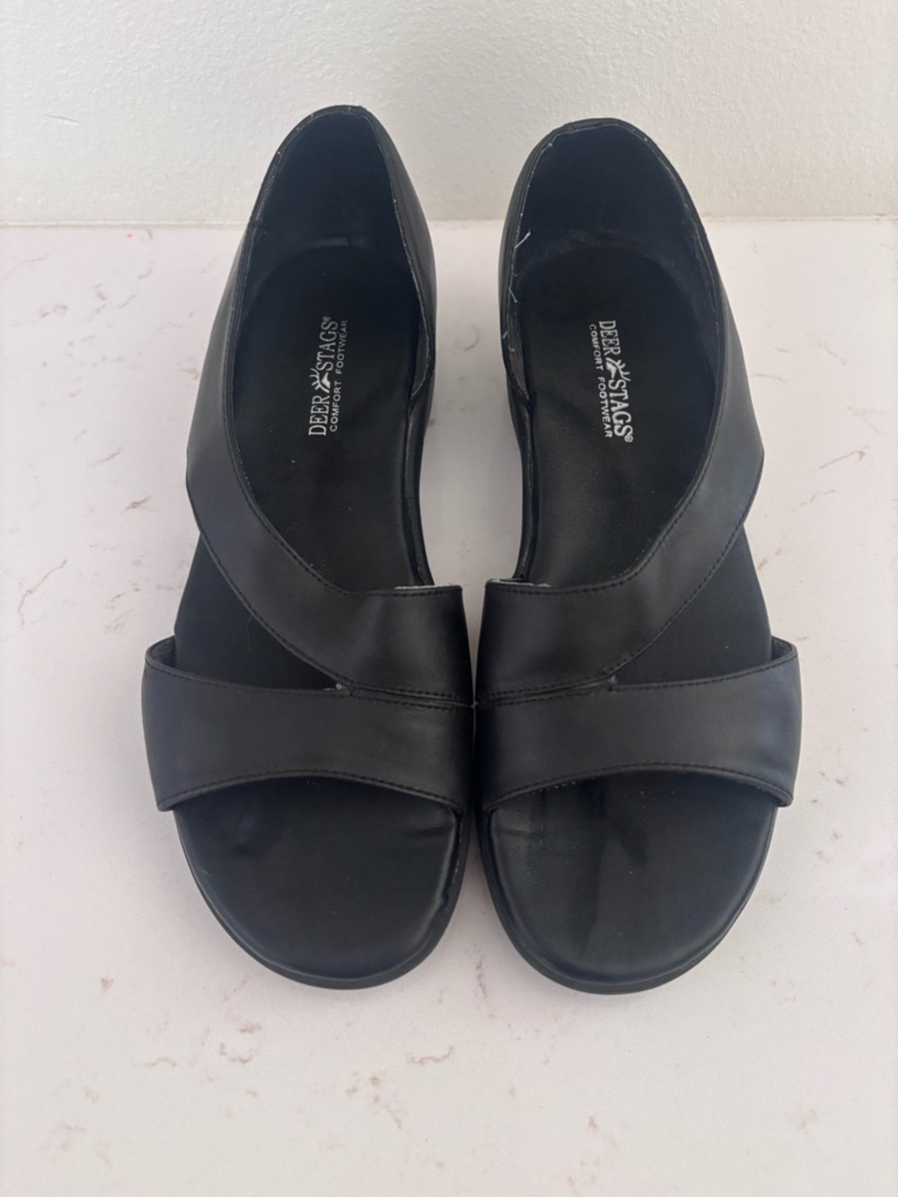 Deer Stags Black Women's Open-Toe Slip-On Sandals